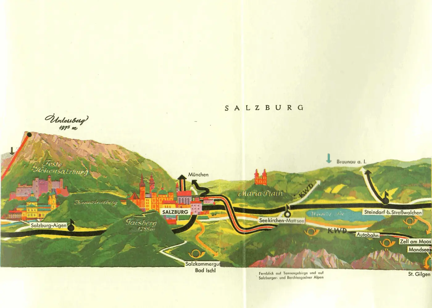 alte Landkarte von Salzburg - Vespa-Touren auf Motorroller-Routen durch Österreich